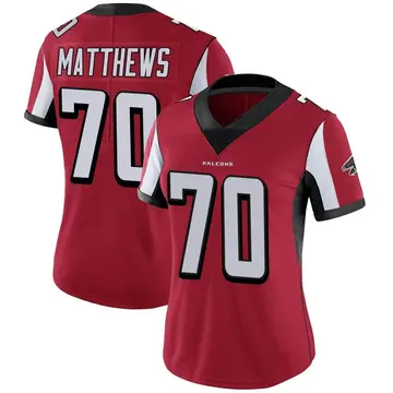 Nike Atlanta Falcons No70 Jake Matthews Red Women's Stitched NFL Limited Rush Jersey